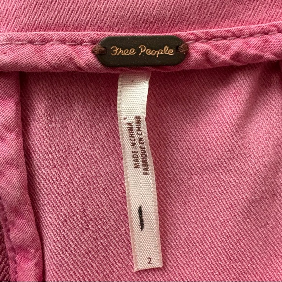 Free People Pink Denim Mini Skirt Women’s size 2 - Picture 3 of 5
